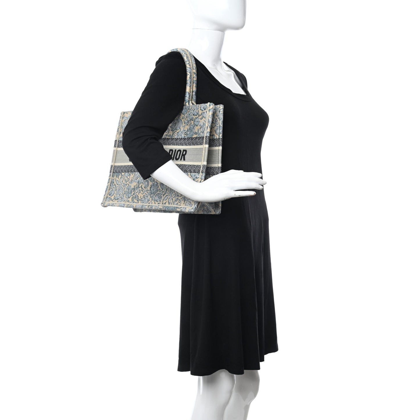 Canvas Embroidered Medium Brocart Book Tote Metallic Blue