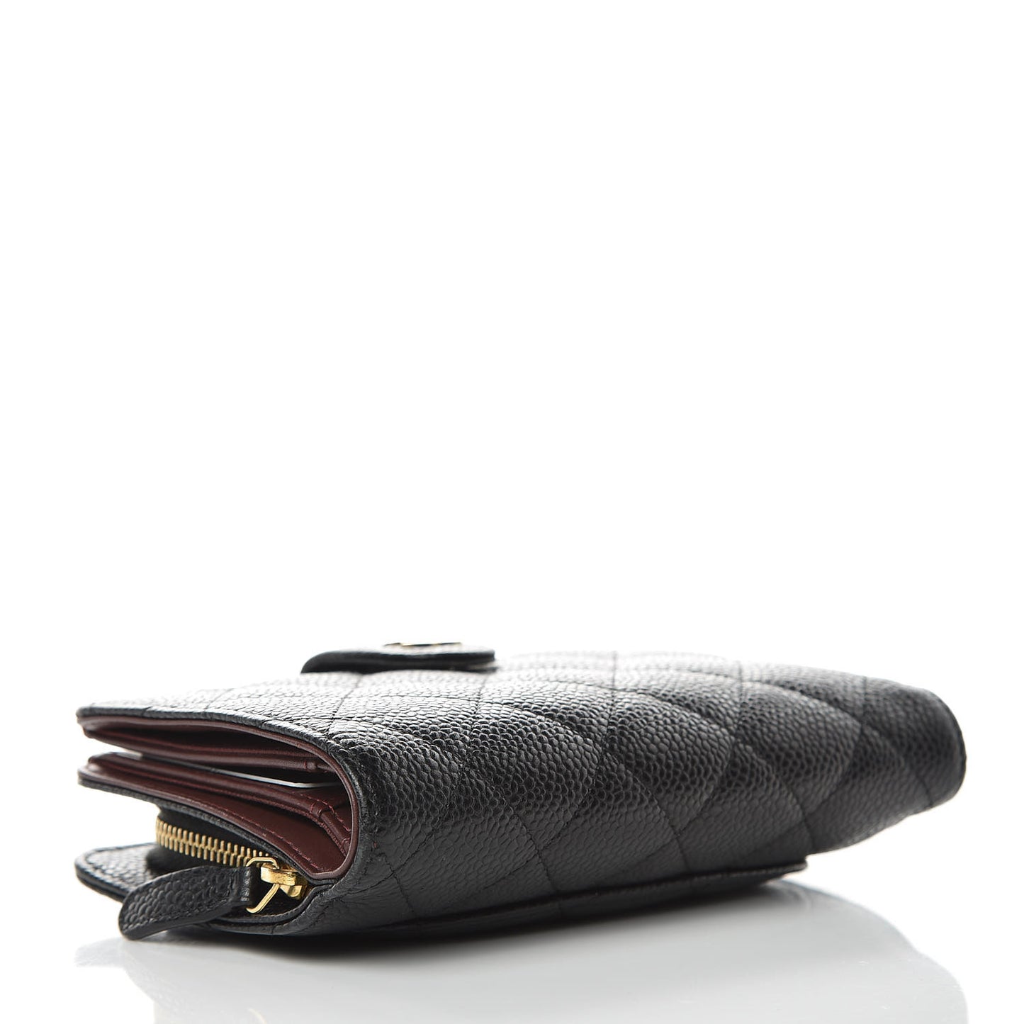 Caviar Quilted Zipped Pocket Wallet Black