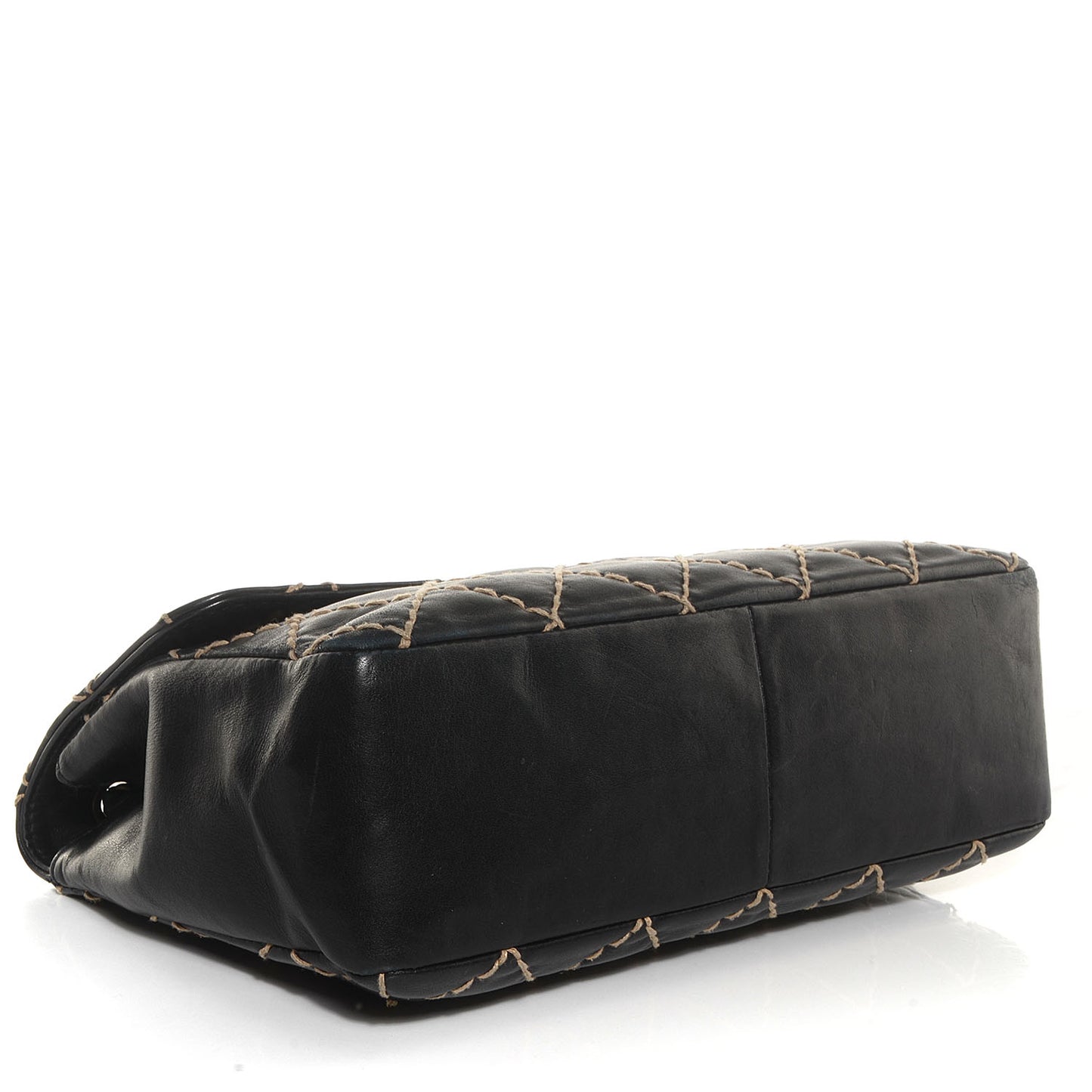 Calfskin Wild Stitch Jumbo Flap Black