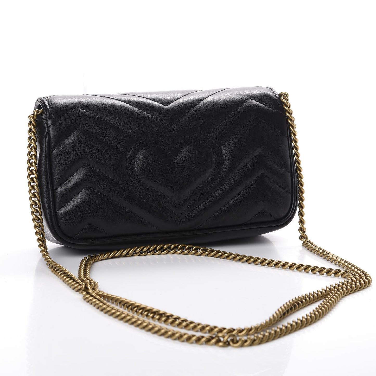 Calfskin Matelasse Super Mini GG Marmont Shoulder Bag Black