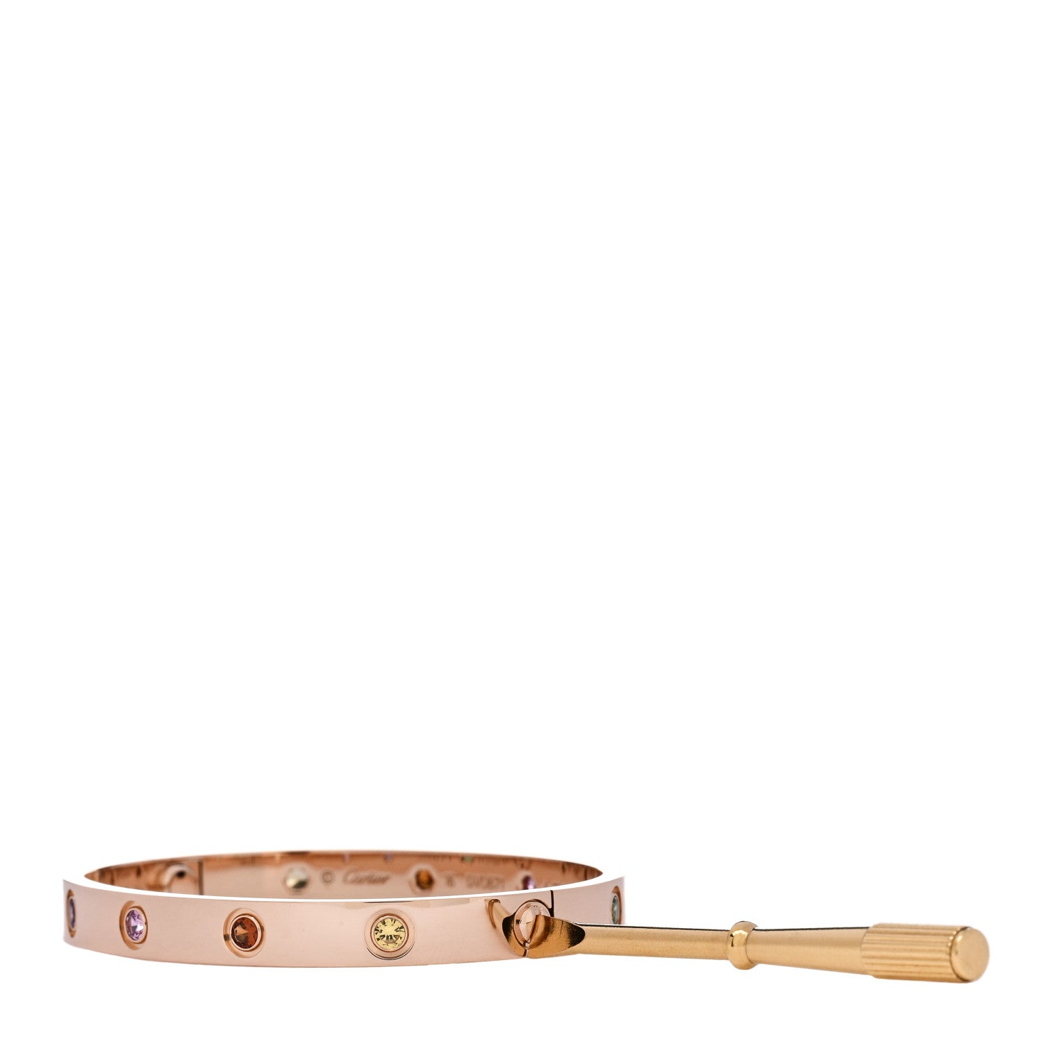 Cartier 18K Pink Gold Sapphire Garnet Amethyst LOVE Bracelet 16 3 of 10