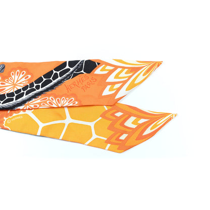 Hermes Silk The Three Graces Twilly Orange Mangue Anthracite 2 of 5