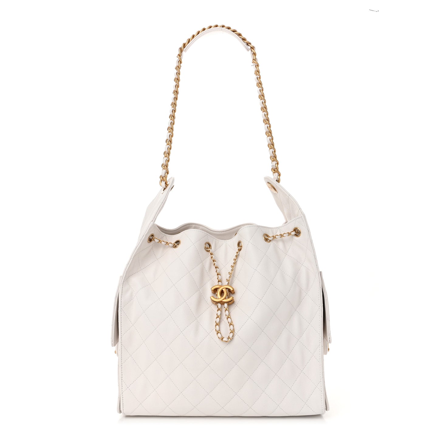 Caviar Quilted Medium Chanel 25 Handbag White