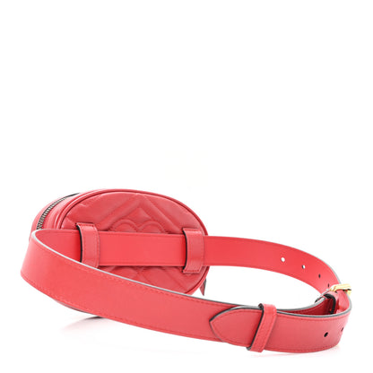 Gucci Calfskin Matelasse GG Marmont Belt Bag 75 30 Hibiscus Red 3 of 11
