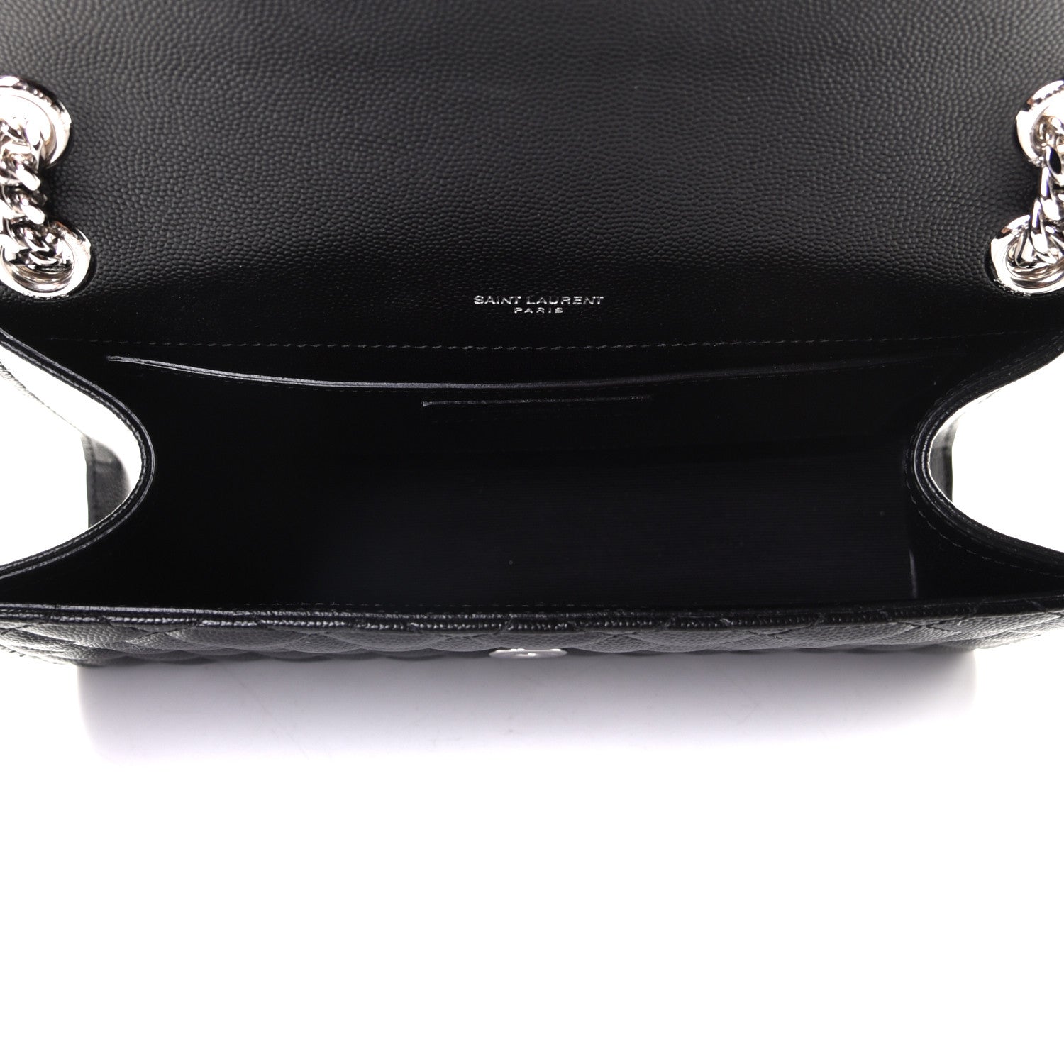 Saint Laurent Grain De Poudre Textured Mixed Matelasse Triquilt Medium Monogram Satchel Black 5 of 7
