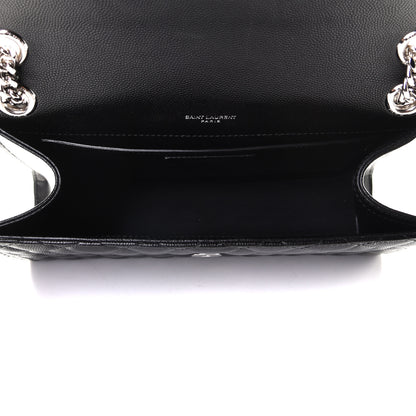 Saint Laurent Grain De Poudre Textured Mixed Matelasse Triquilt Medium Monogram Satchel Black 5 of 7