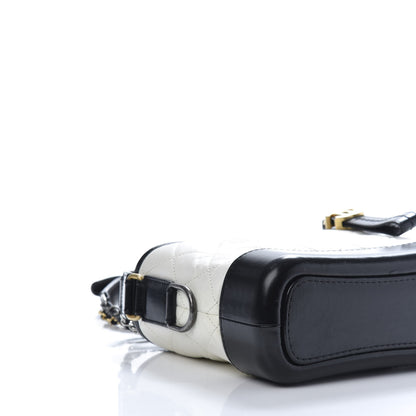 Chanel Aged Calfskin Quilted Small Gabrielle Hobo Black White 6 of 10