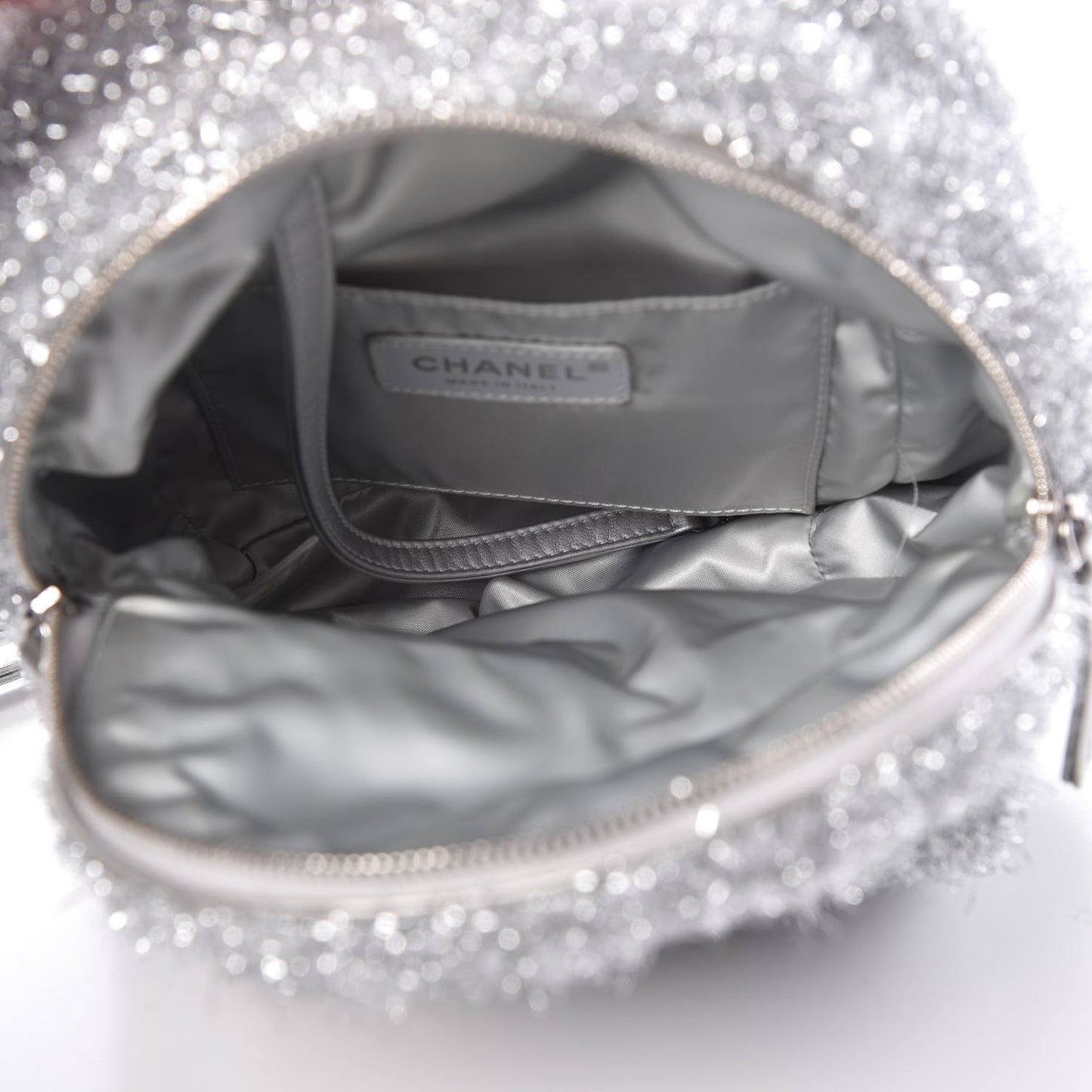 Lurex Knit Mini Pluto Glitter Backpack Grey
