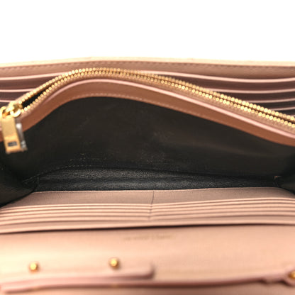 Saint Laurent Grain De Poudre Matelasse Chevron Monogram Chain Wallet Pale Pink 5 of 13