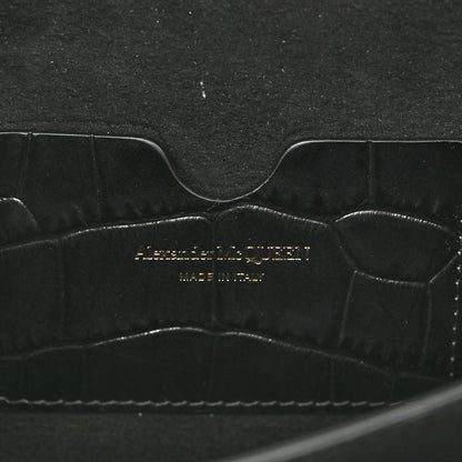 Alexander McQueen Calfskin Crocodile Embossed Box Shoulder Bag 21 Black 6 of 9