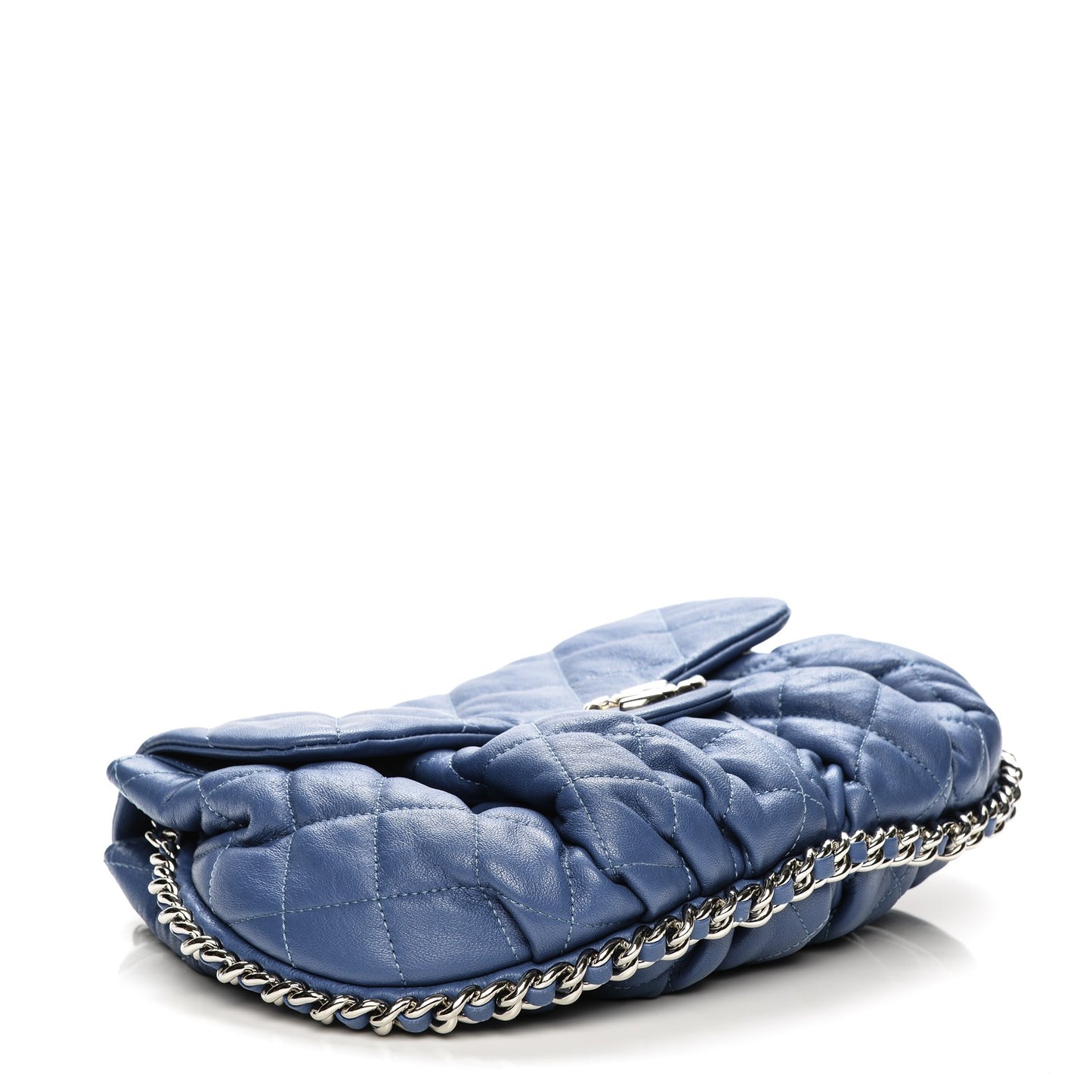 Washed Lambskin Medium Chain Around Messenger Blue