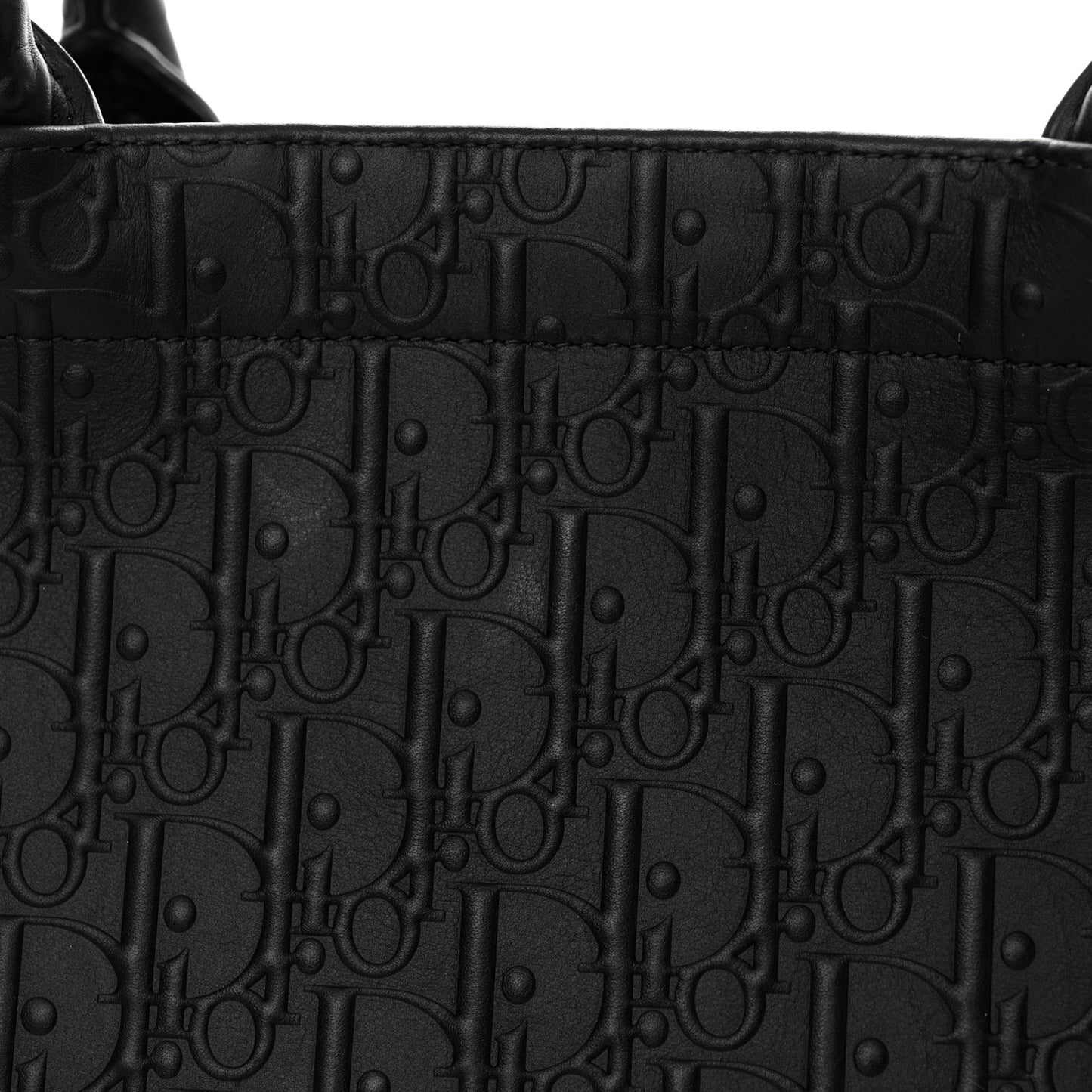 Oblique Calfskin Embossed Large Book Tote Black
