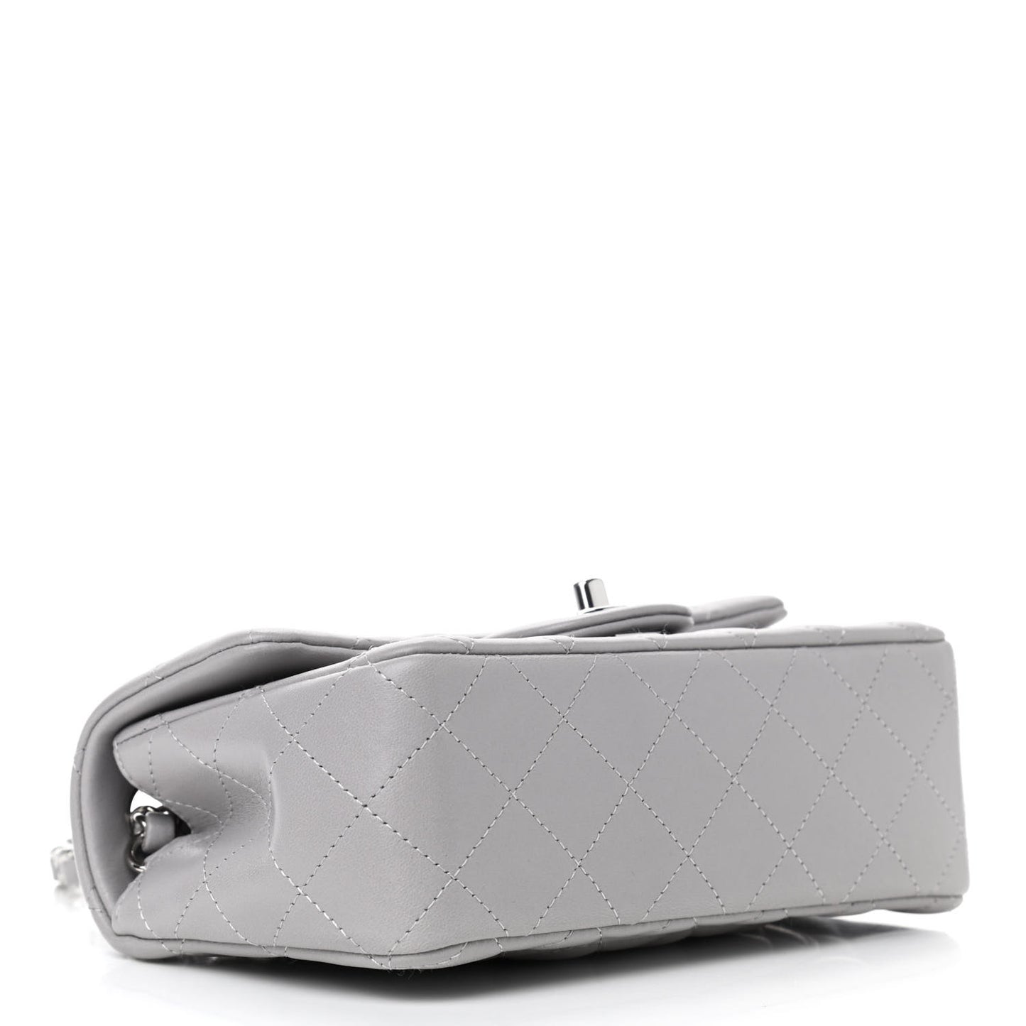 Lambskin Quilted Mini Rectangular Flap Grey