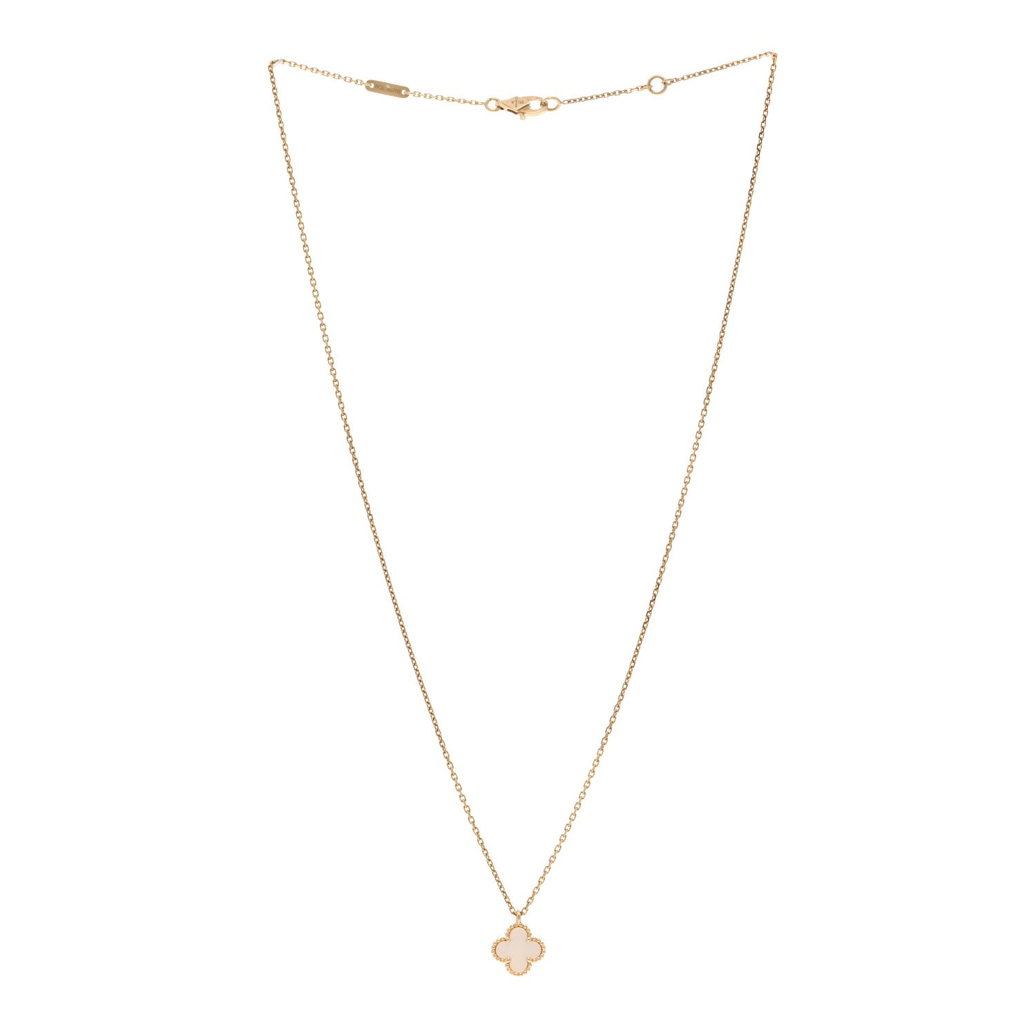 Van Cleef & Arpels 18K Yellow Gold Mother of Pearl Sweet Alhambra Pendant Necklace 3 of 6