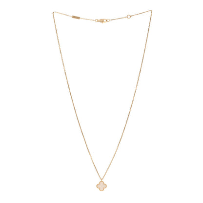 Van Cleef & Arpels 18K Yellow Gold Mother of Pearl Sweet Alhambra Pendant Necklace 3 of 6
