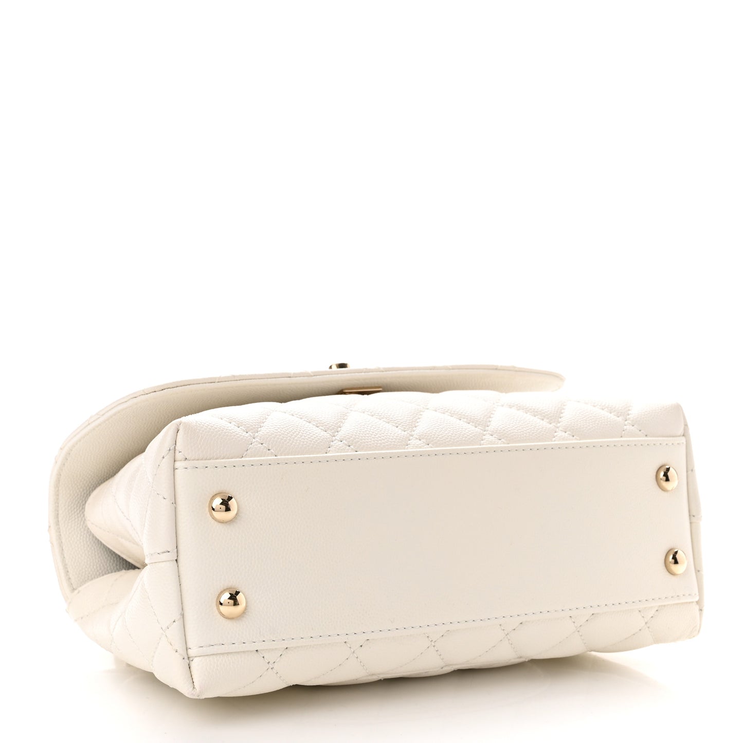 Caviar Quilted Mini Coco Handle Flap White