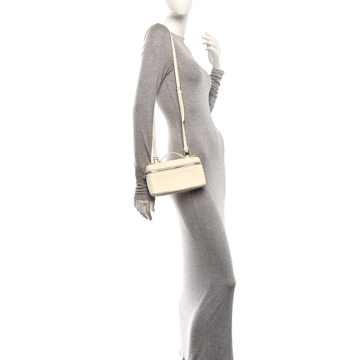 Loro Piana Grained Calfskin L19 Extra Pocket Pouch Whisper White 2 of 9