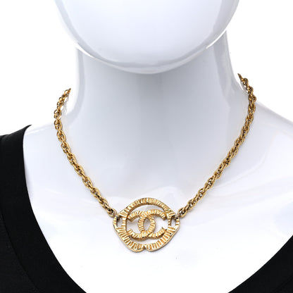 Chanel Metal CC Round Pendant Necklace Gold 2 of 6