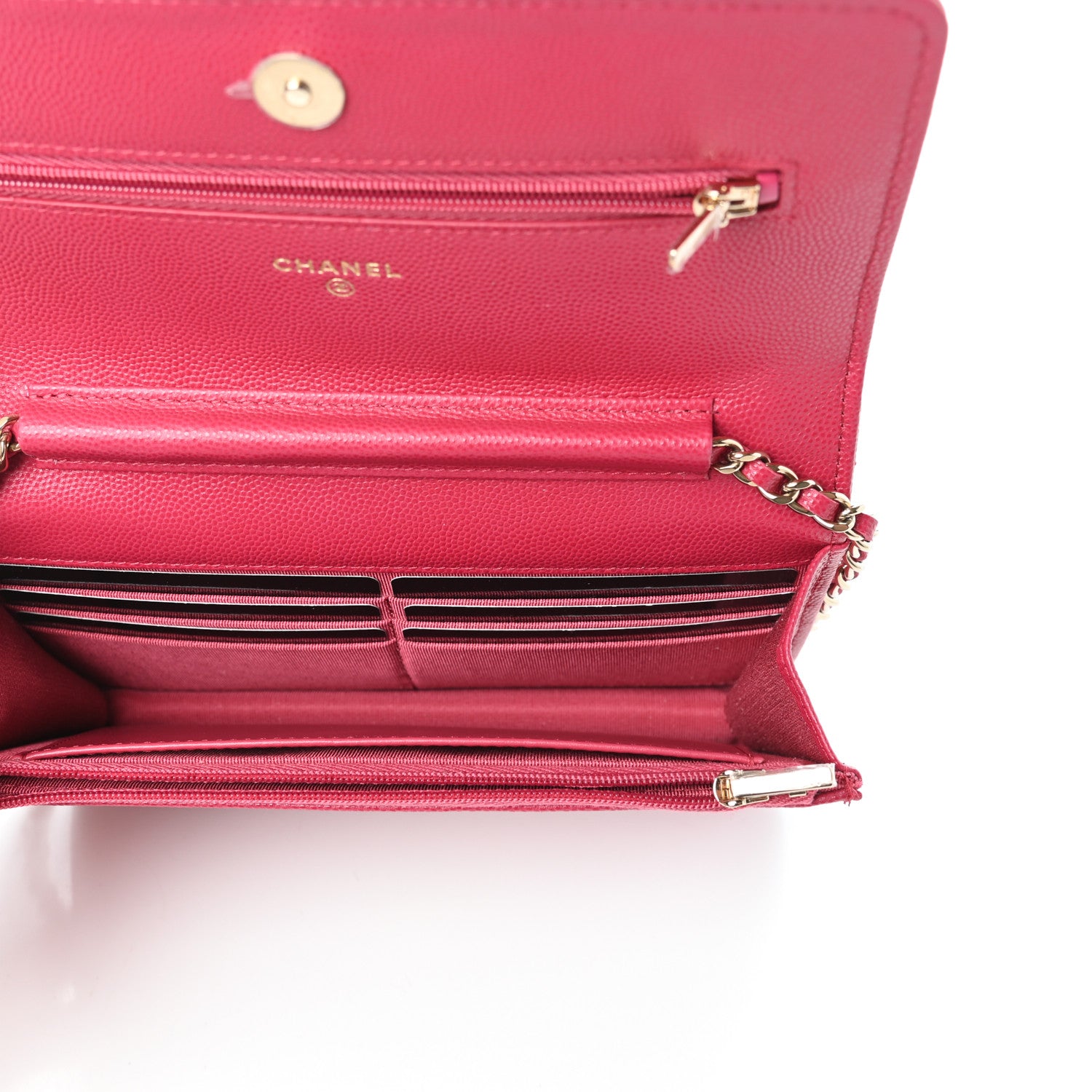 Chanel Caviar Quilted Wallet on Chain WOC Fuchsia 5 of 11