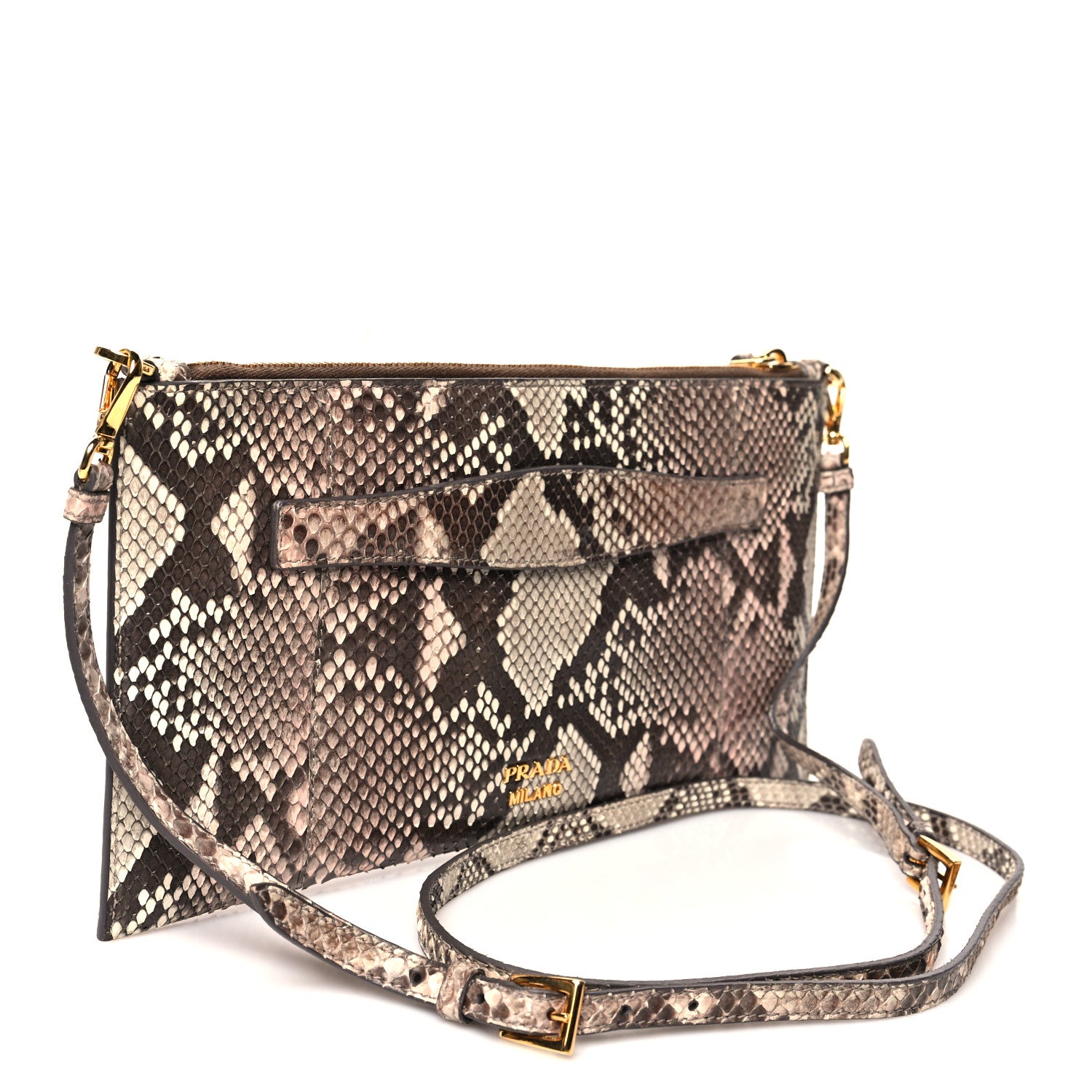 Prada Snakeskin Metal Crossbody Clutch 3 of 8