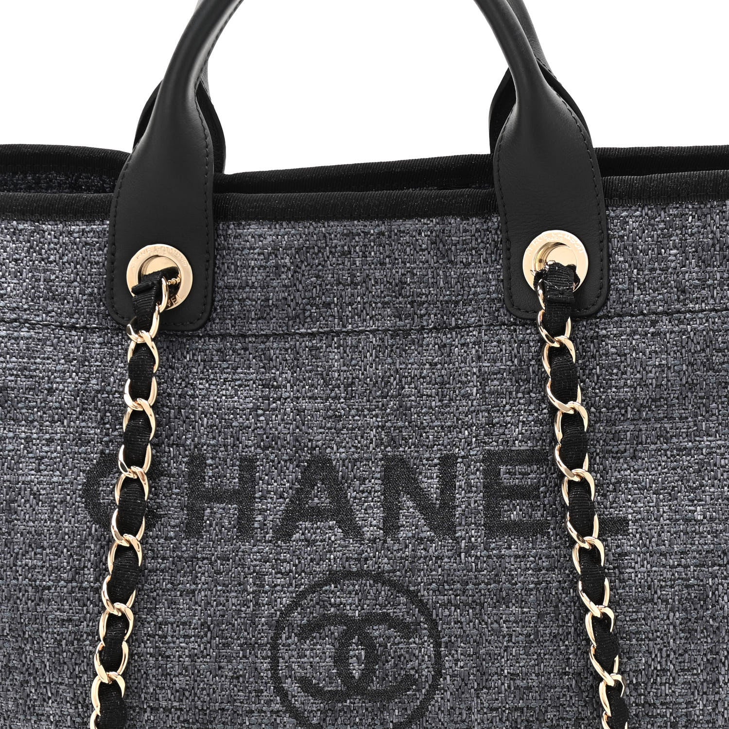 Chanel Woven Straw Raffia Medium Deauville Tote Grey 7 of 9