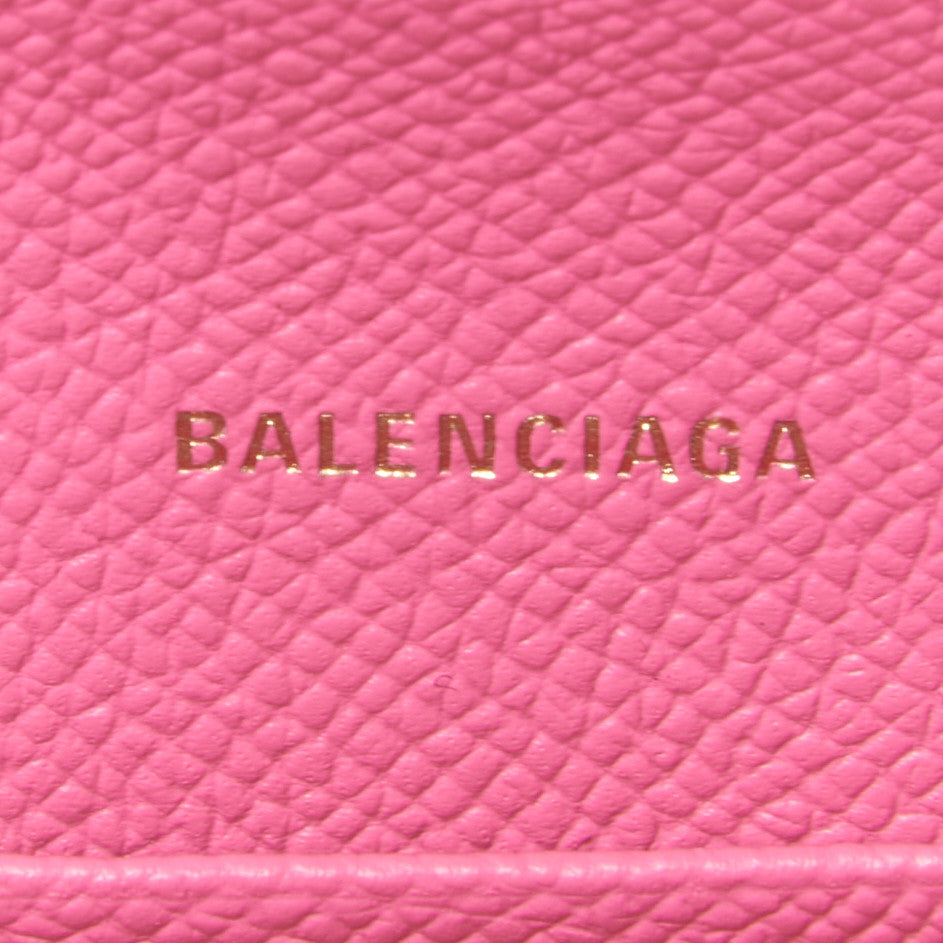 Balenciaga Signature Grained Calfskin Logo Ville Wallet on Chain Bubble Gum Black 8 of 9