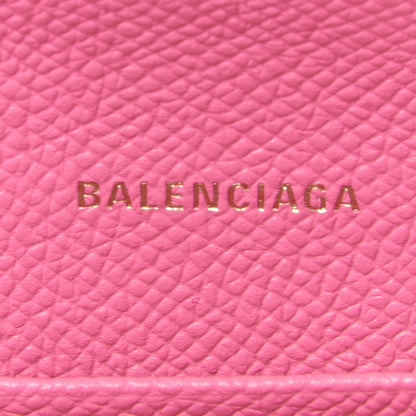 Balenciaga Signature Grained Calfskin Logo Ville Wallet on Chain Bubble Gum Black 8 of 9