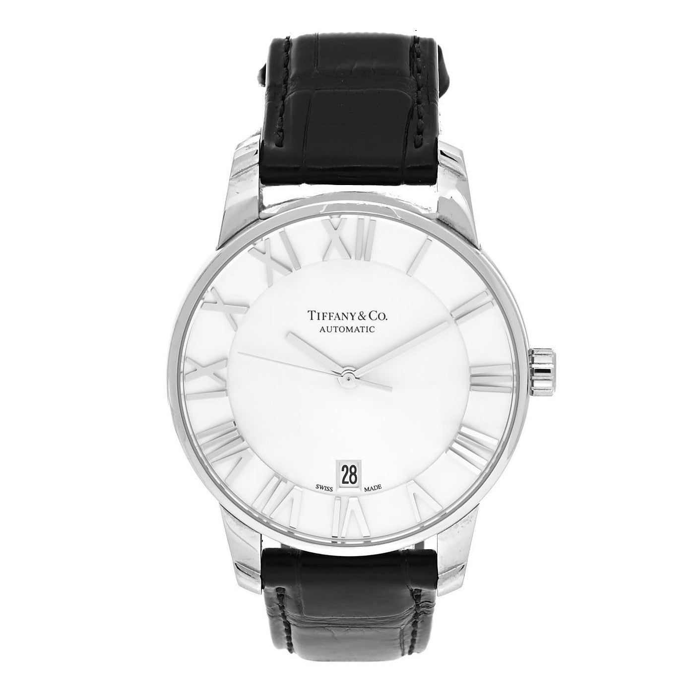 Tiffany Stainless Steel Alligator 37mm Atlas 3-Hand Automatic Watch 1 of 4
