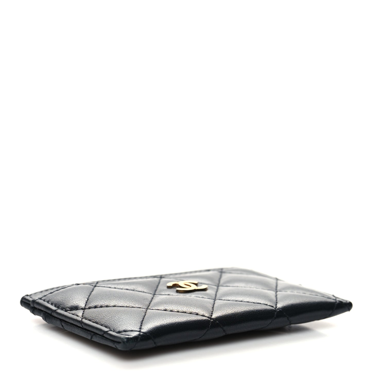 Lambskin Quilted Card Holder Black