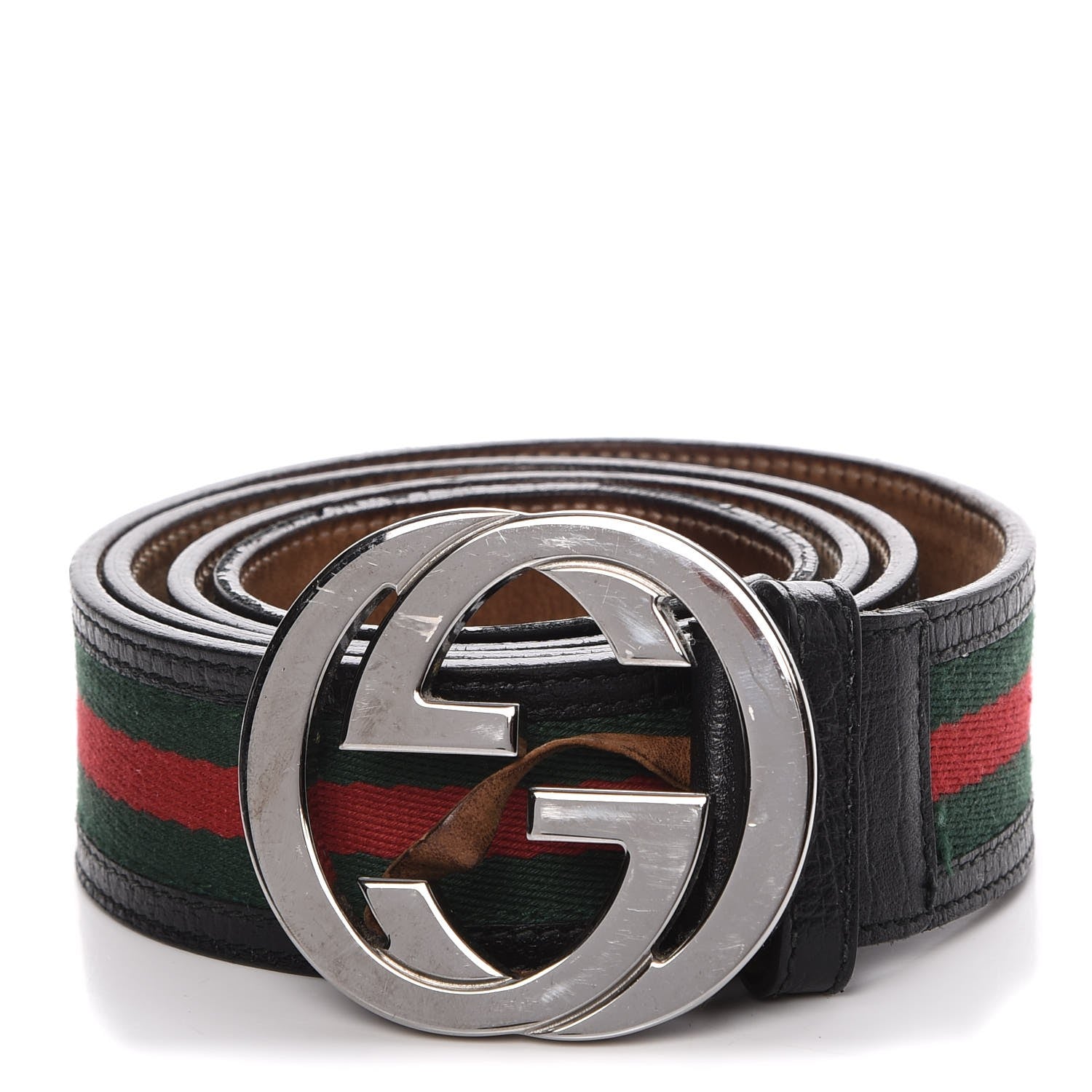 Gucci Calfskin Web Interlocking G Belt 105 42 Black 1 of 10