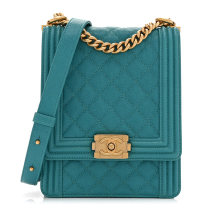 Chanel Caviar Quilted North South Boy Flap Turquoise 1 of 10