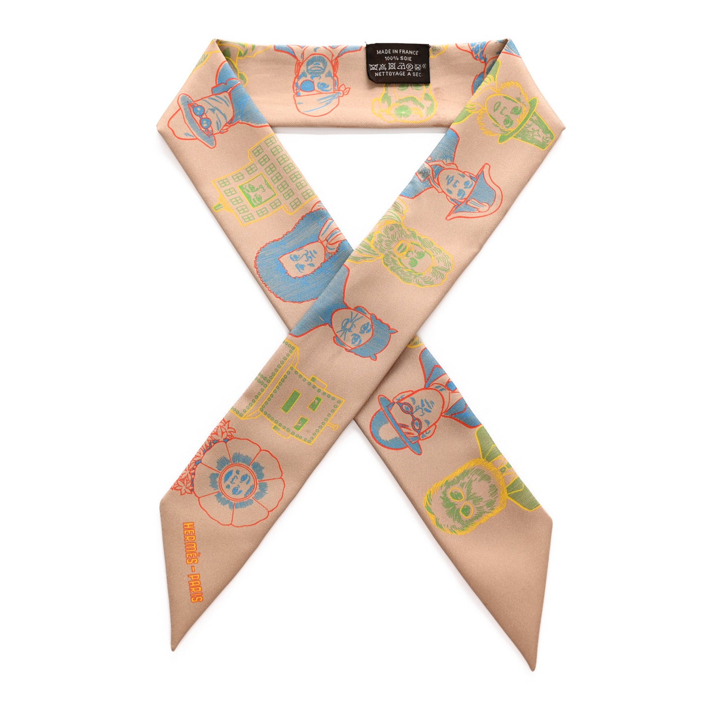 Silk Dress Code Twilly Camel Vert Bleu