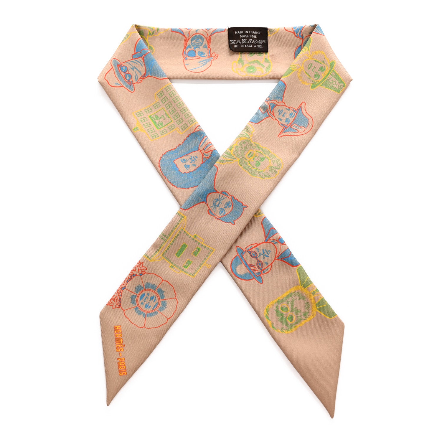 Hermes Silk Dress Code Twilly Camel Vert Bleu 1 of 4