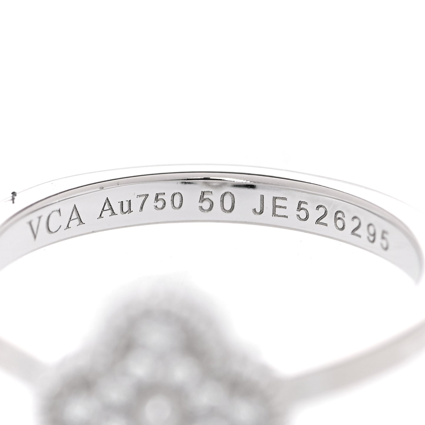 18K White Gold Diamond Sweet Alhambra Ring 50 5.25