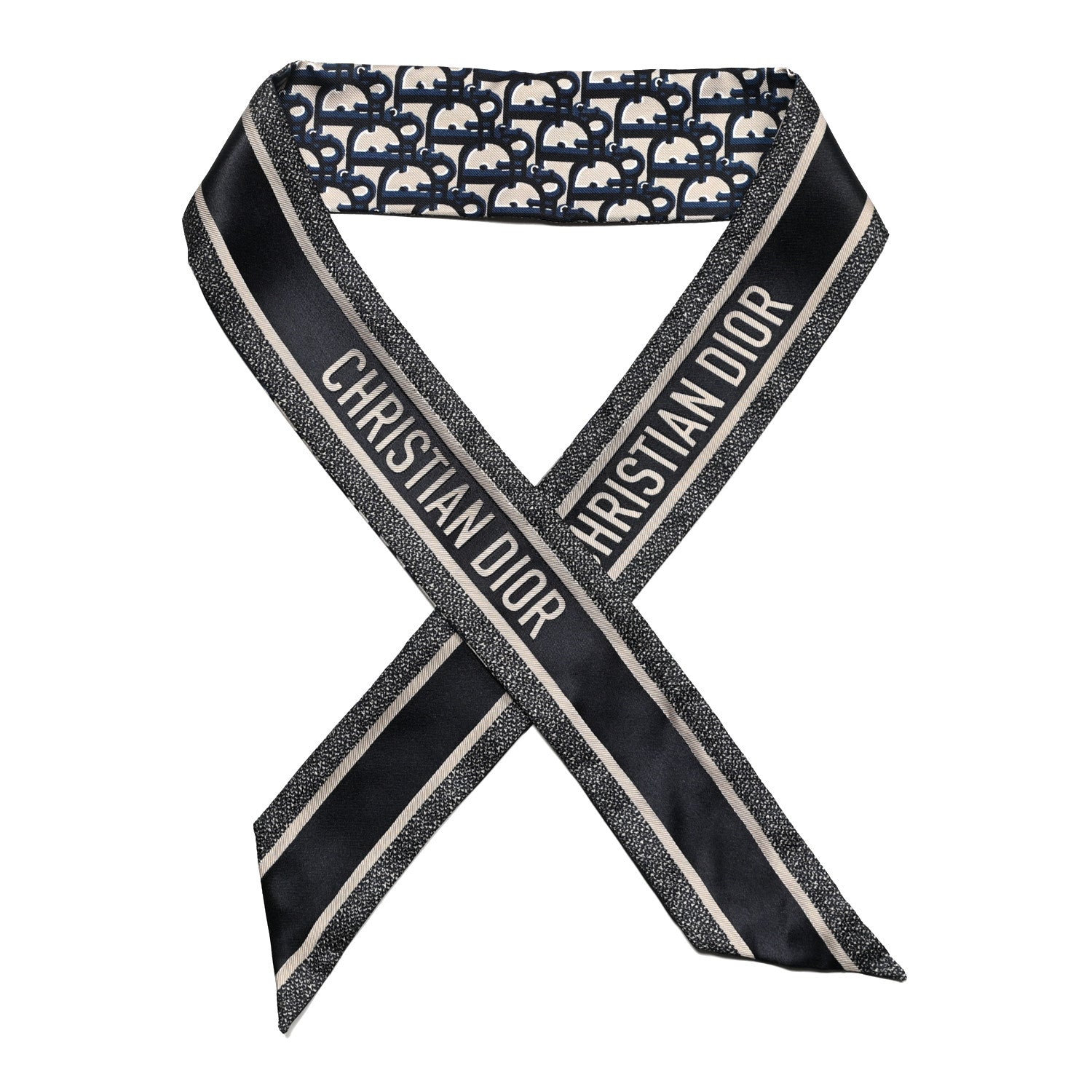 Christian Dior Silk Oblique Mitzah Scarf Blue 1 of 3