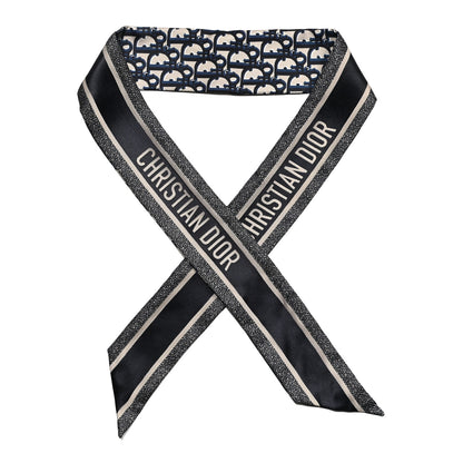 Christian Dior Silk Oblique Mitzah Scarf Blue 1 of 3