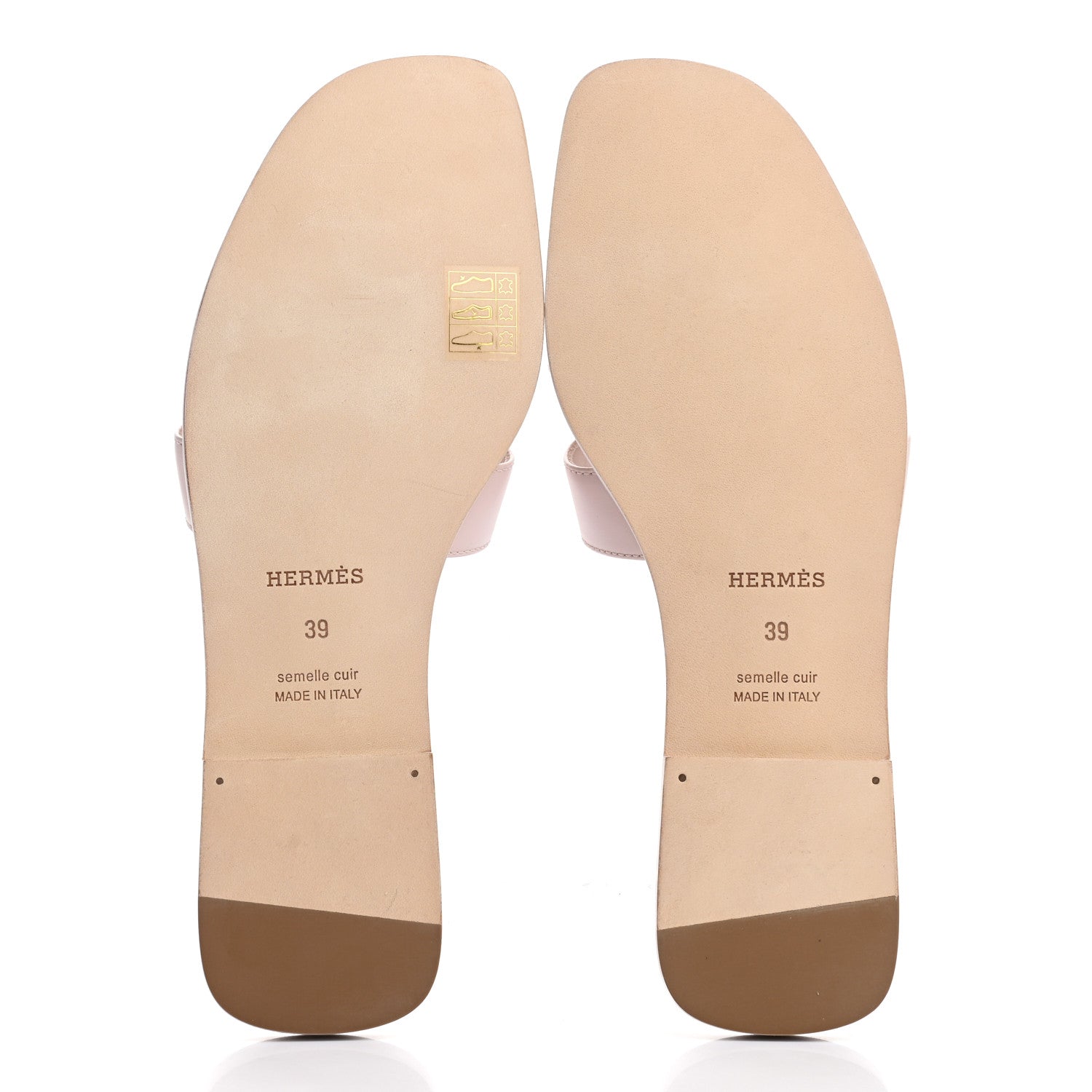Hermes Box Calfskin Oran Sandals 39 Rose Pale 5 of 9