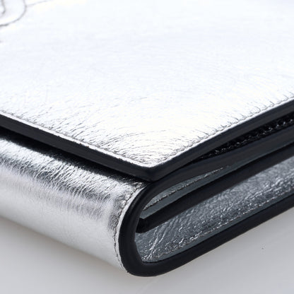 Saint Laurent Metallic Crinkled Calfskin Belle de Jour Chain Clutch Silver 8 of 9
