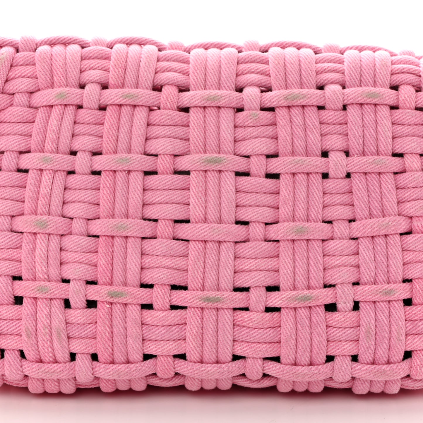 Washed Frayed Denim Braided XS Bistro Basket Pink