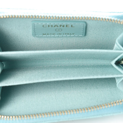 Chanel Caviar Quilted Zip Coin Purse Light Blue 5 of 8