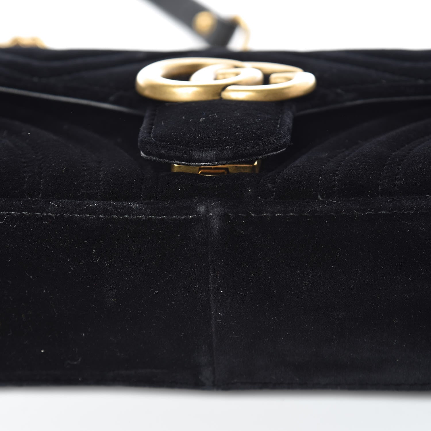 Gucci Velvet Matelasse Mini GG Marmont Shoulder Bag Black 10 of 13