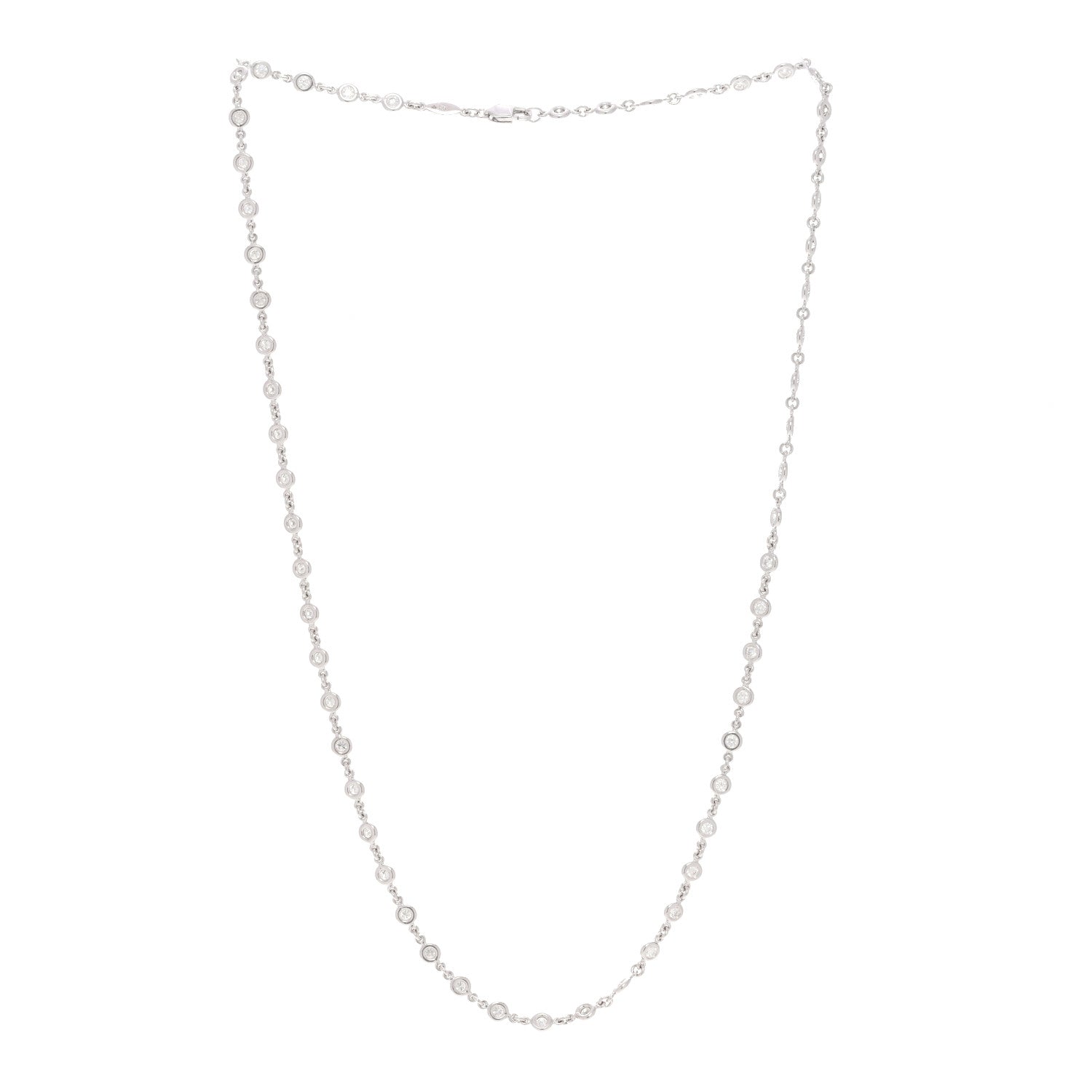 Roberto Coin 18K White Gold Diamond 2.25ctw Diamonds By The Inch Continuous Station Necklace 3 of 5