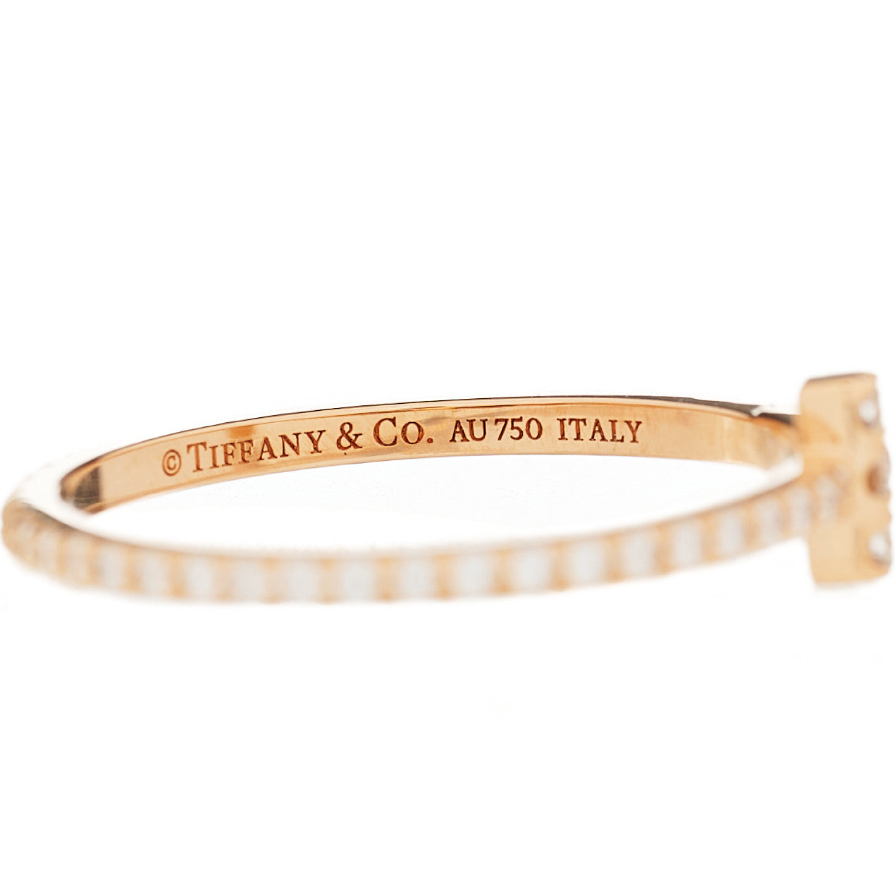 Tiffany 18K Yellow Gold Diamond T Wire Pave Ring 50 5.5 4 of 5