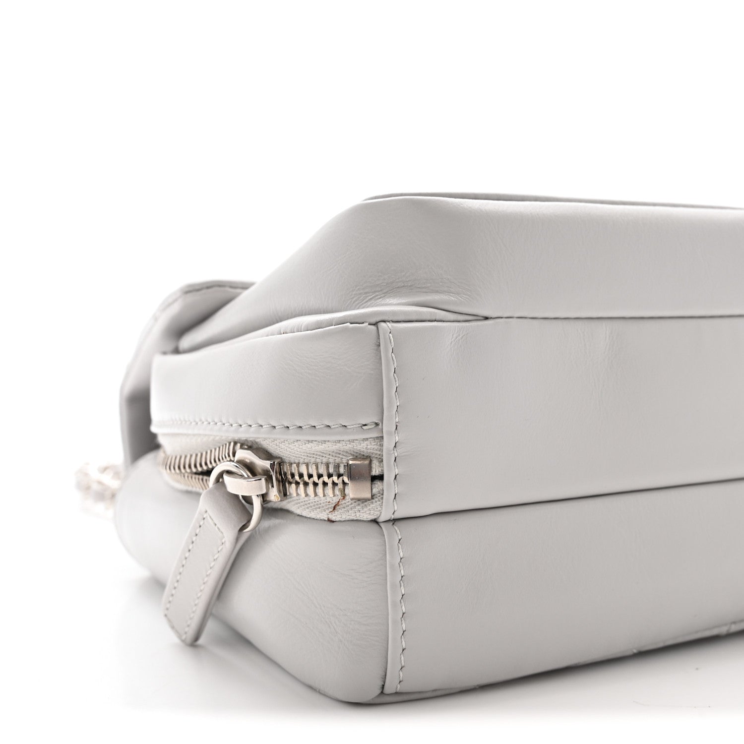 Chanel Aged Calfskin Quilted Express Zip Around Flap Light Grey 9 of 11