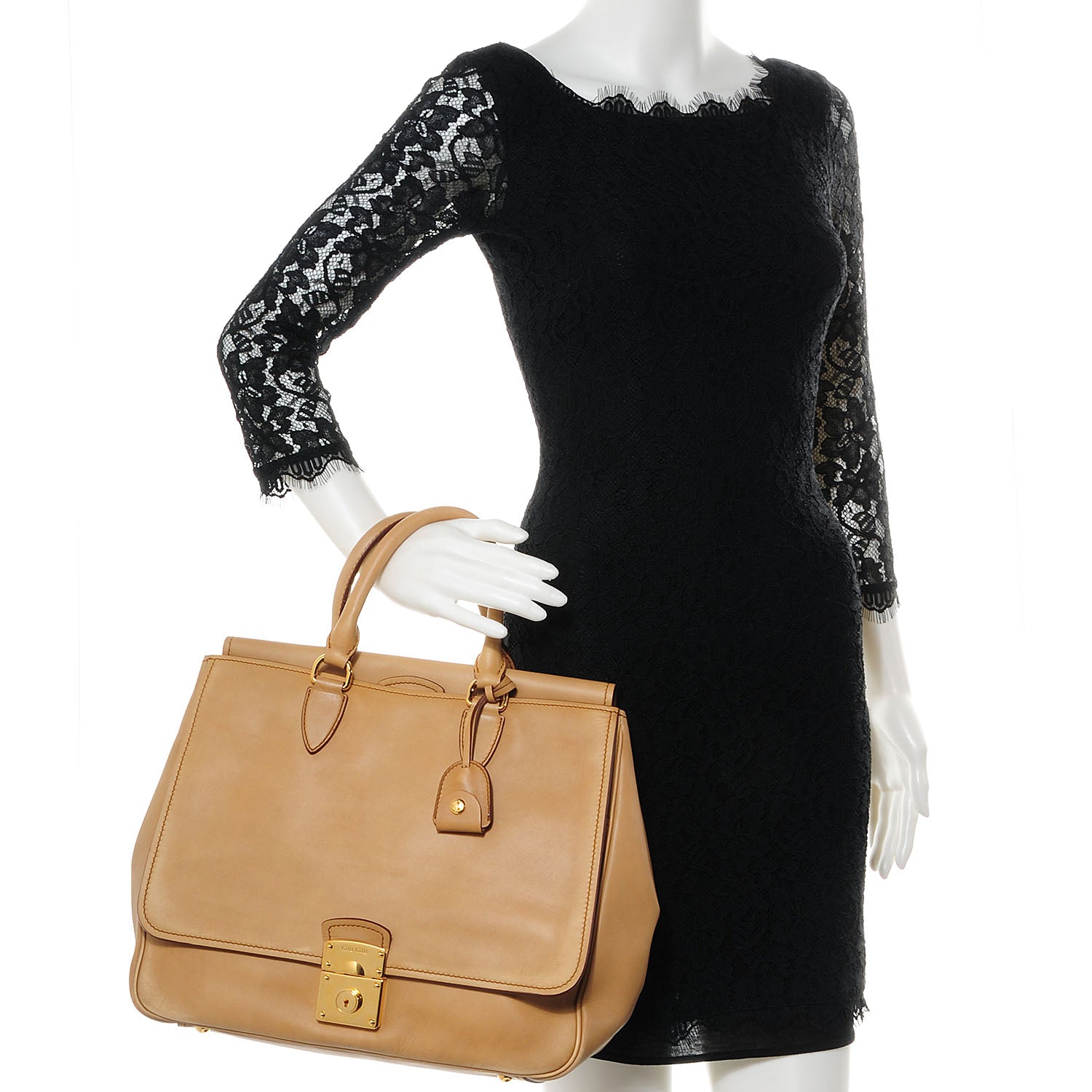 Miu Miu Vitello Satchel Sabbia 2 of 9