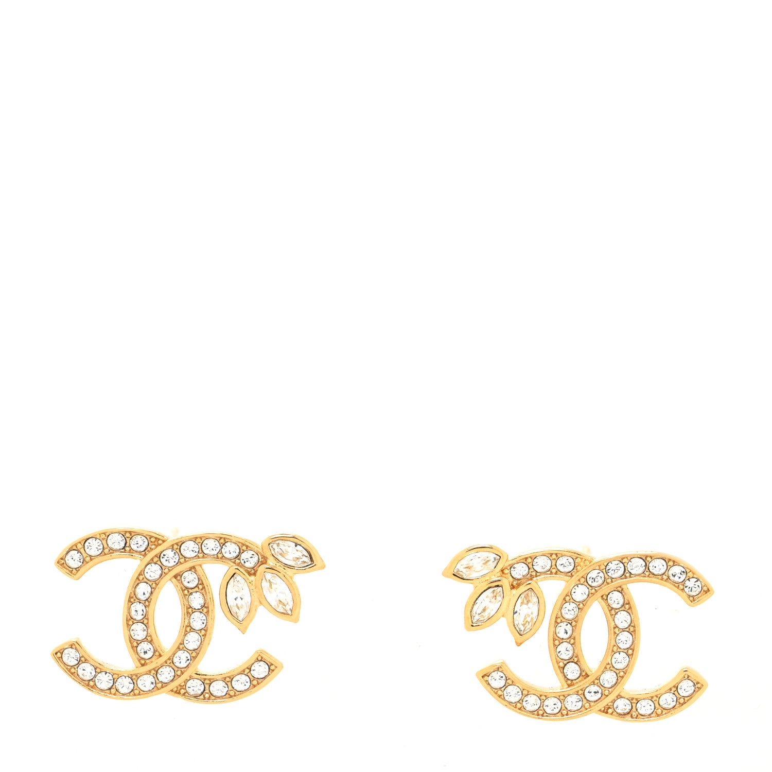 Chanel Crystal Wheat CC Earrings Gold 1 of 4