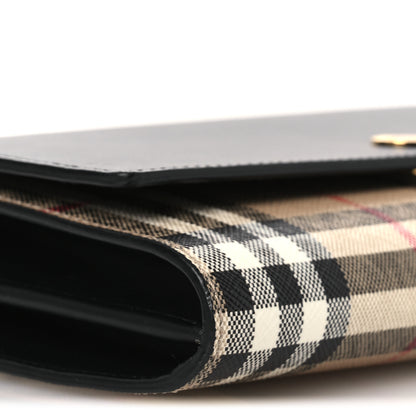 Burberry Calfskin Vintage Check Hannah Wallet with Detachable Strap Black 10 of 13