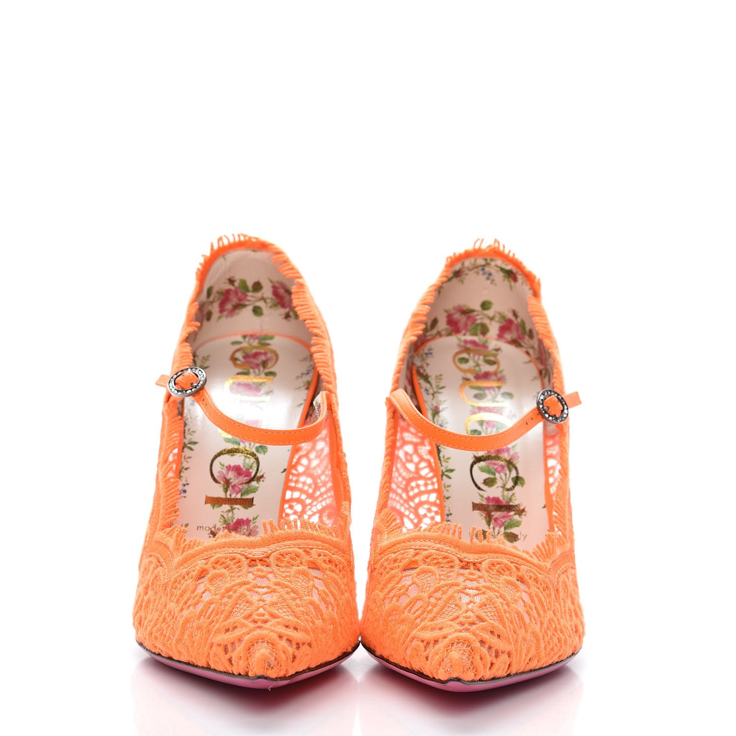 Lace Pizzo Venice Pumps 40.5 Orange Fluo