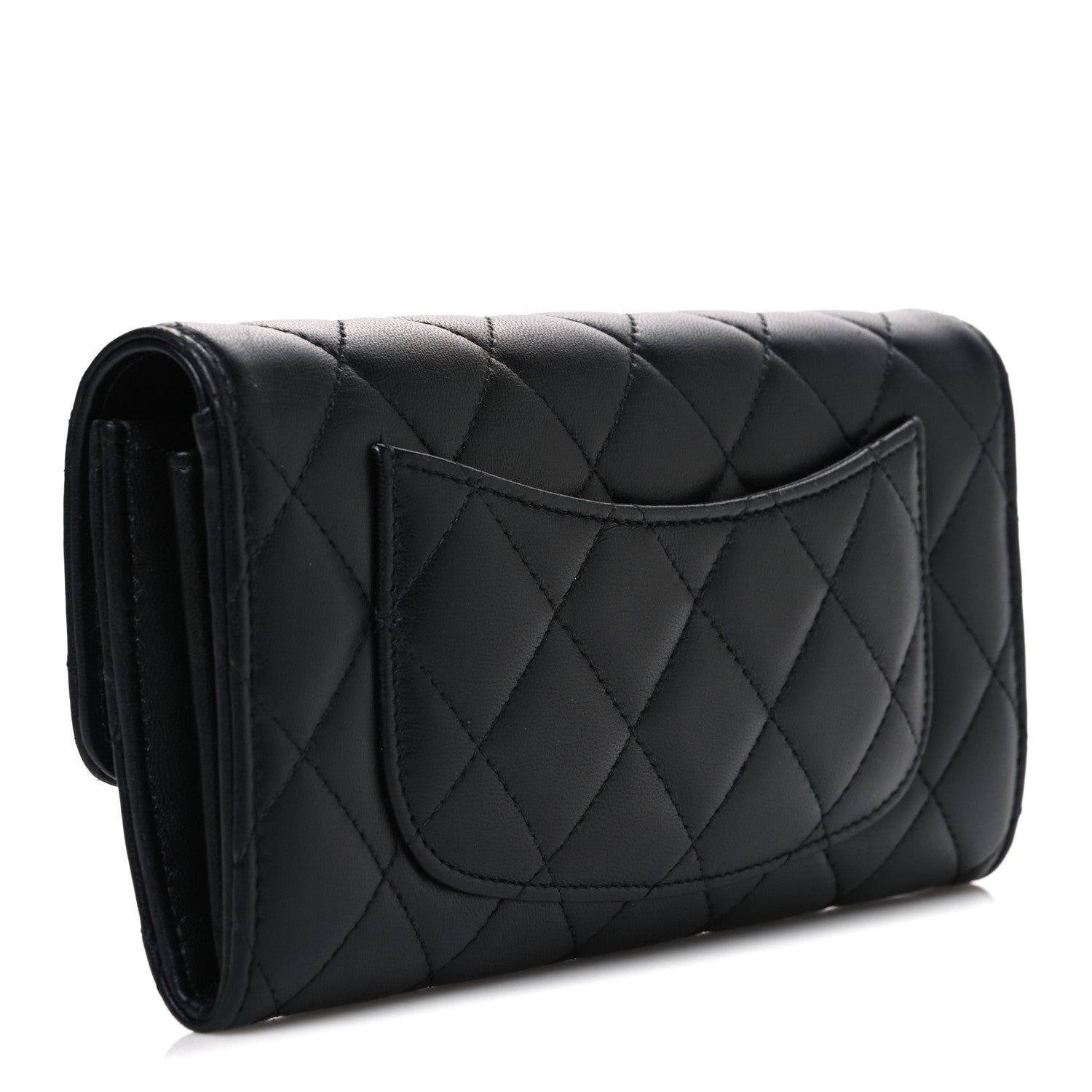 Chanel Lambskin Quilted Large Gusset Flap Wallet Black 3 of 8