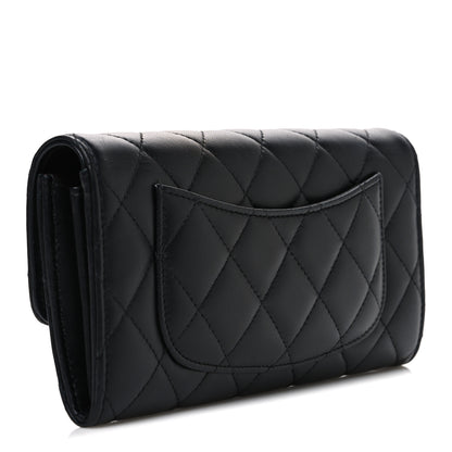 Chanel Lambskin Quilted Large Gusset Flap Wallet Black 3 of 8